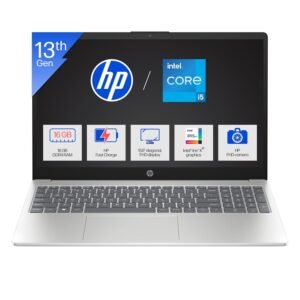 HP 15 (Metal ID & Fingerprint & Backlit Laptop)-13th Gen Intel Core i5-1334U (16GB DDR4 Ram,512GB SSD) 15.6''/39.6cm,FHD,Win11, M365 Basic(1yr),Office Home24,Silver,1.59kg,Iris Xe,FHD Camera hr0008TU
