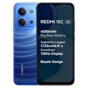 REDMI 15C 5G Midnight Black 6GB + 128GB | Royale Design | Massive 6000mAh Battery | Segment's Largest 17.53cm Display Up to 120Hz | MediaTek Dimensity 6300 | 33W Fast Charging | 50MP AI Dual Camera