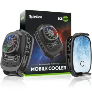 SpinBot IceDot Mobile Cooler with Semiconductor Technology | Gaming Phone Cooler for Instant Cooling with RGB Lightning- Android and iPhones Compatible- (Black) | 7.5 L x 5 W x 3 H Centimeter